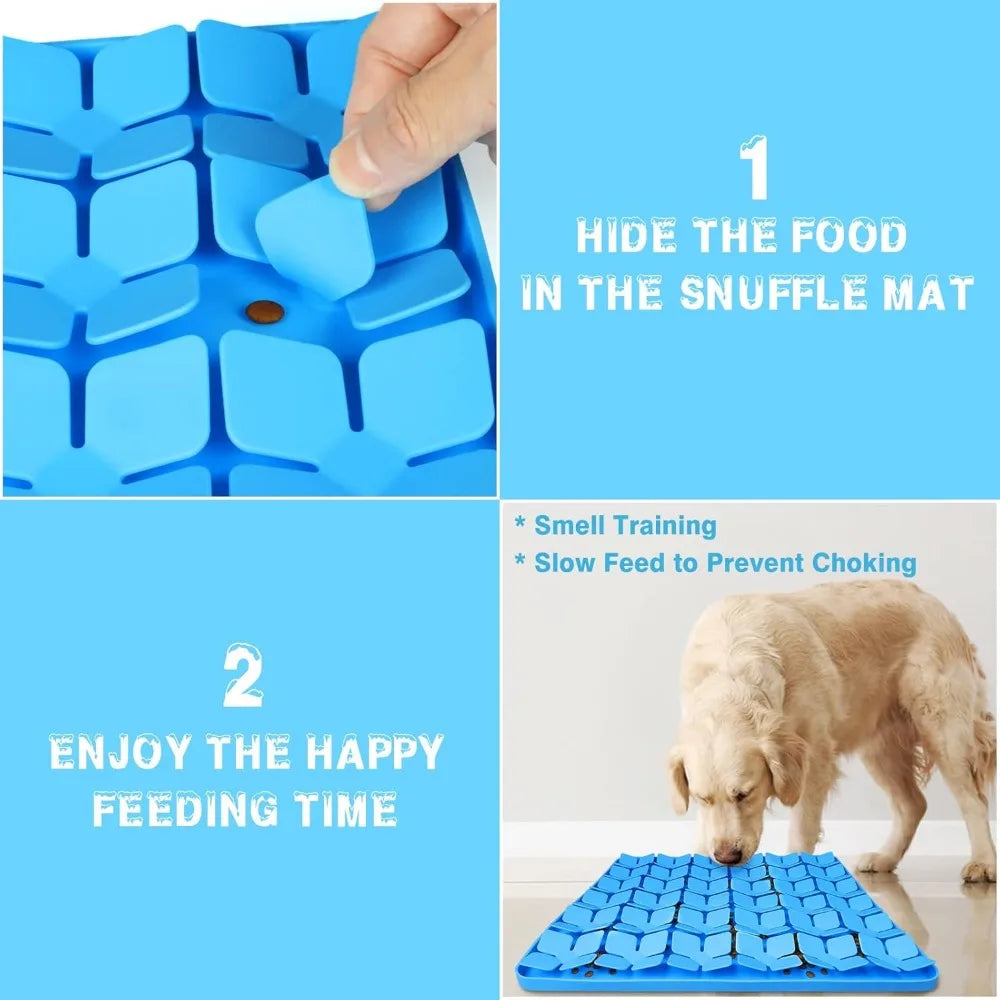 Snuffle Mat for Dogs,Premium Silicone Dog Food Mat 16“x16”Interactive Feed Game for Boredom,Encourages Natural Foraging Skills a