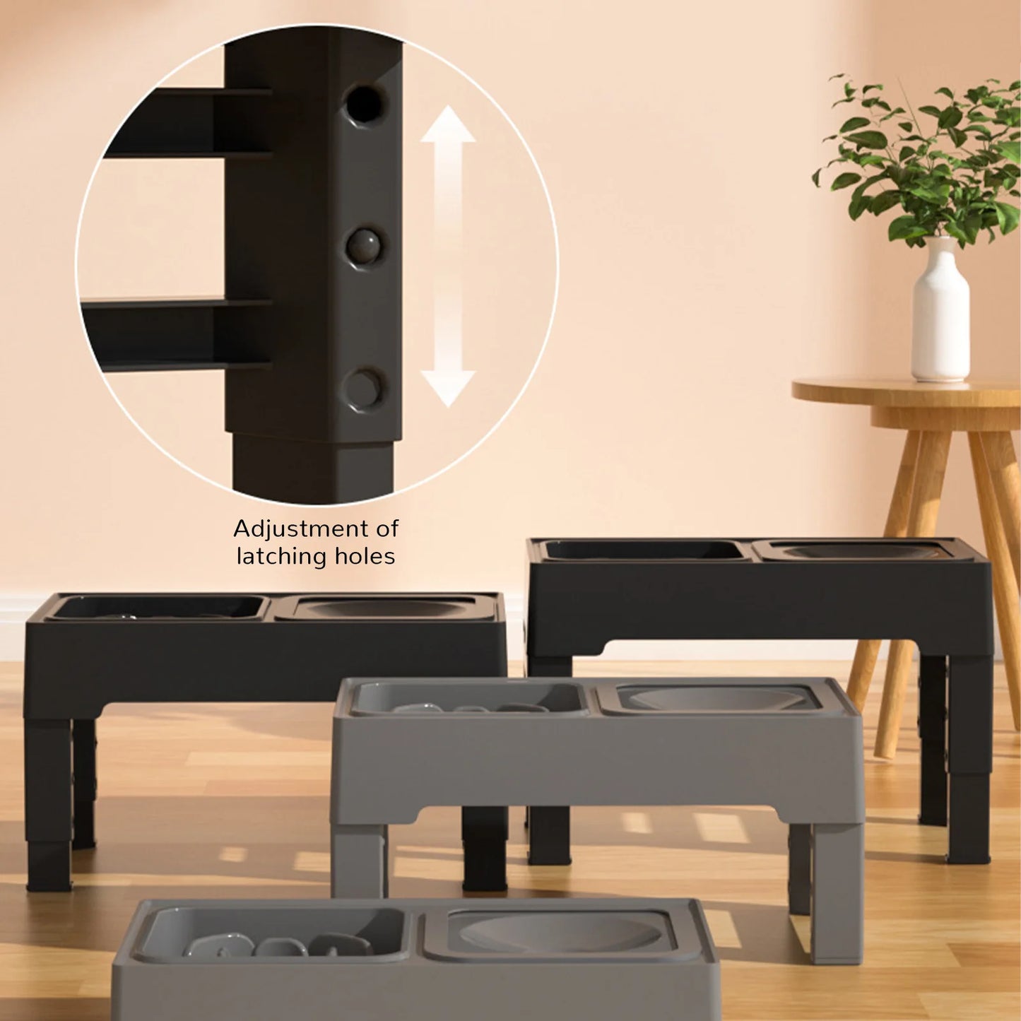 Dog Feeding Table Stainless Steel Bowl Foldable Raised Feeder Non Slip Durable Black Pet Food Stand Small Medium Dogs Use