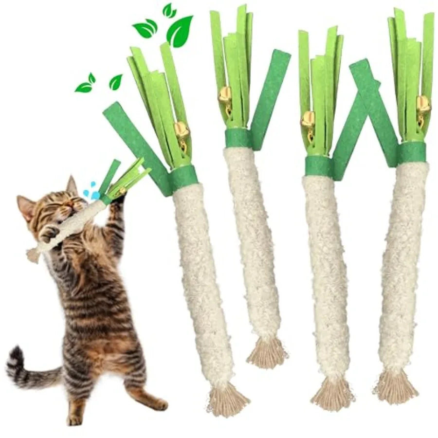 Catnip Chew Stick 4PCS with Wrapped Cotton Rope tural Dental Care Cat Toy for Teeth Cleaning Gum Health Satisfies Chewing Insti