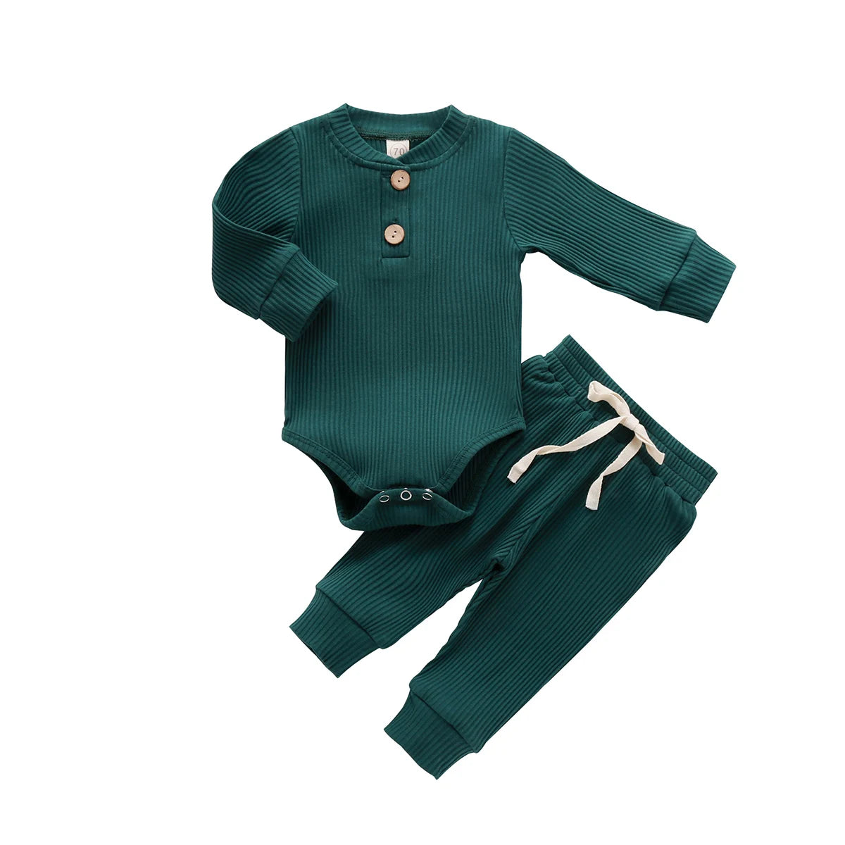 Infant Newborn Baby Girl Boy Spring Autumn Ribbed/Plaid Solid Clothes Sets Long Sleeve Bodysuits + Elastic Pants 2PCs Outfits