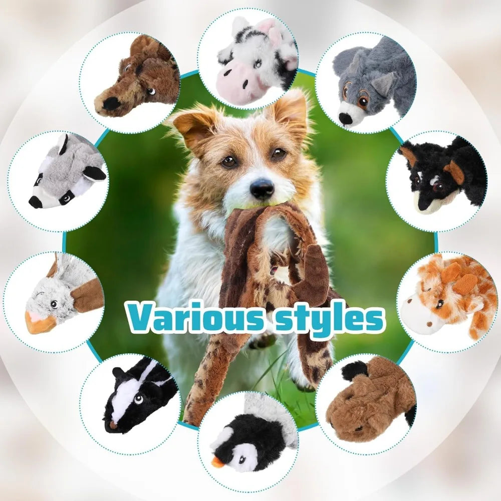 Sratte 10 Pcs Soft Dog Squeaky Toys No Stuffing Crinkle Dog Toy for Aggressive Chewers Durable Plush Teething Puppy Squeak Anima