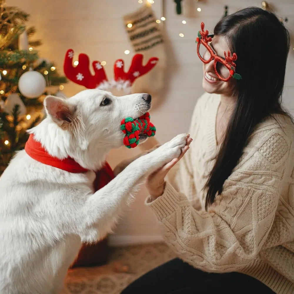 32 Pieces Dog Christmas Chew Toys Candy Cane Rope Toys Classic Crutch Shape for Christmas Puppy Small Pet Medium Large Do