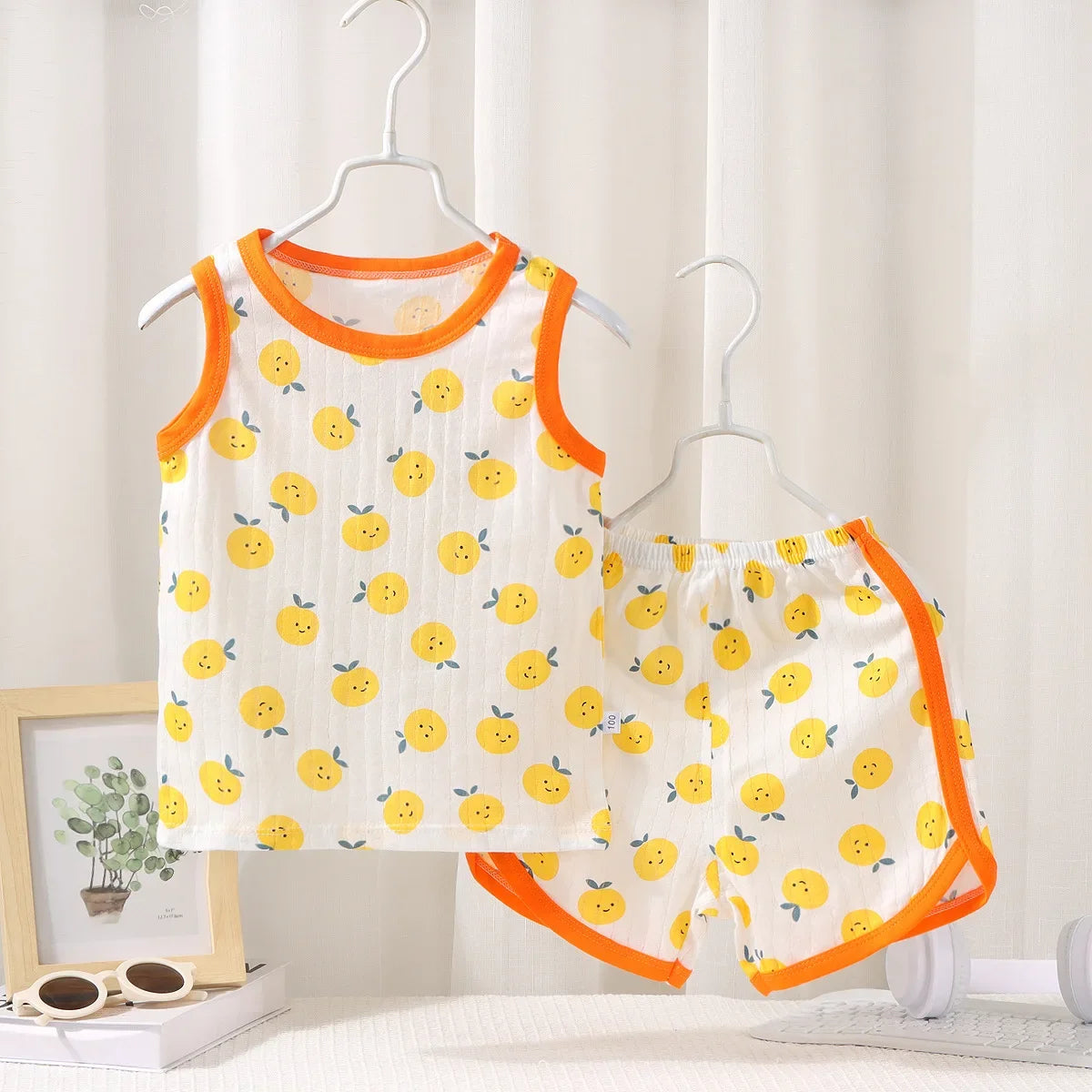 2025 New Kids Sleeveless Set Summer Cotton Girls' Shorts Pajamas Korean Style Boys' Tank Top Outfit Children Clothing Set