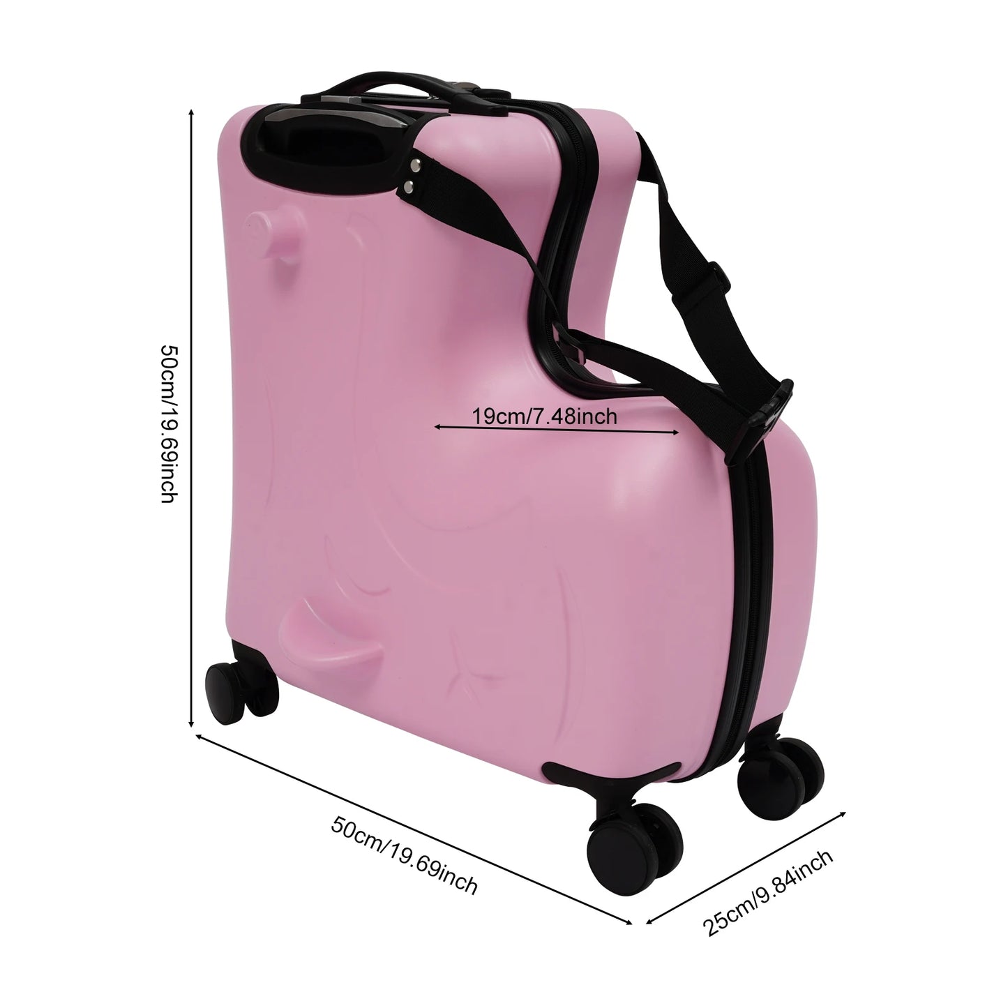 Suitcase Portable Children's Travel Thickening Trolley Case, 20L Unisex Travel Kids Luggage Kid Suitcase Rideable (Pink)