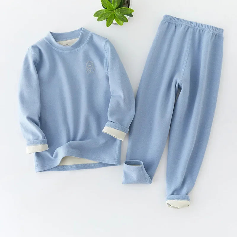 3-14 Years Kids Clothing Sets Autumn Winter Thermal Underwear Suit  Girls Boys Pajama Sets Teens Clothes No Trace Warm Sleepwear