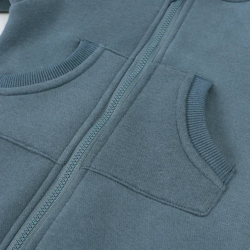 2024 Newborn Baby Winter Warm Romper Solid Pocket Hooded Bear Thick Clothes 0-24M Infant  Boy Girl Outfits Bodysuit