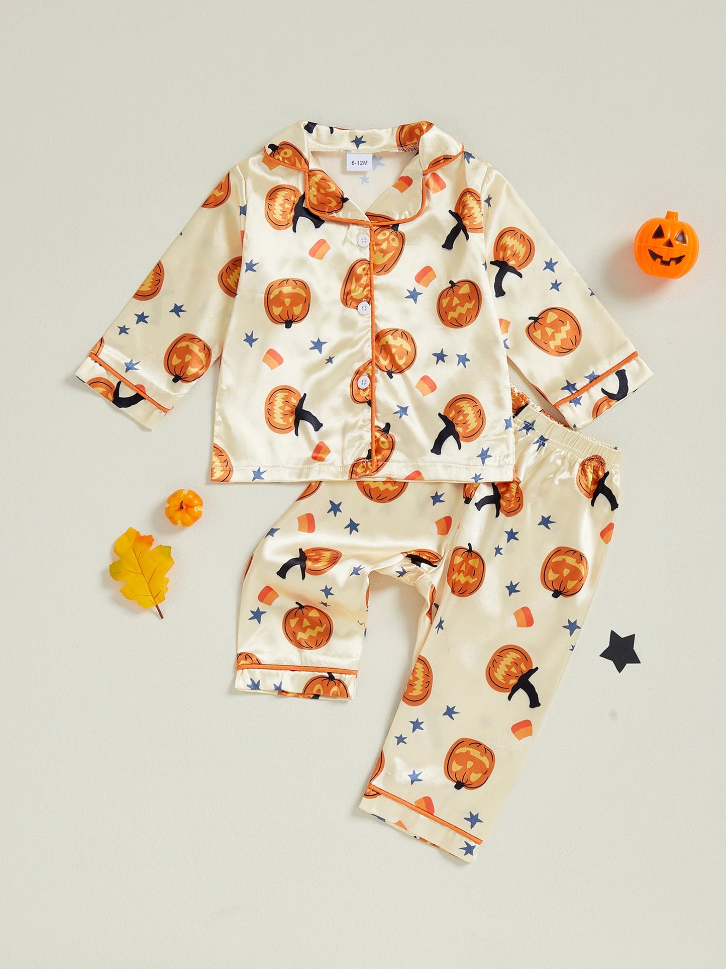 Adorable Infant Halloween Sleepwear Set with Spooky Ghost Print Cozy Button-Up Top and Matching Pants for Toddlers
