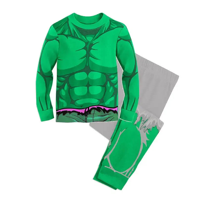 Disney children's thermal underwear set Spider Batman Hulk Superman pajamas T-shirt tops trousers toddler baby autumn pajamas