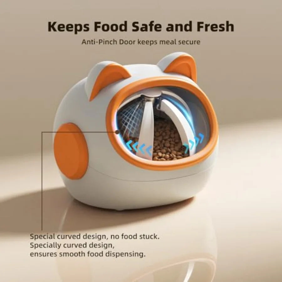 Smart RFID Cat Feeder with 3 Collar Sensors for MultiCat Homes Automatic Timed Feeding with 4 Modes Voice Recordin