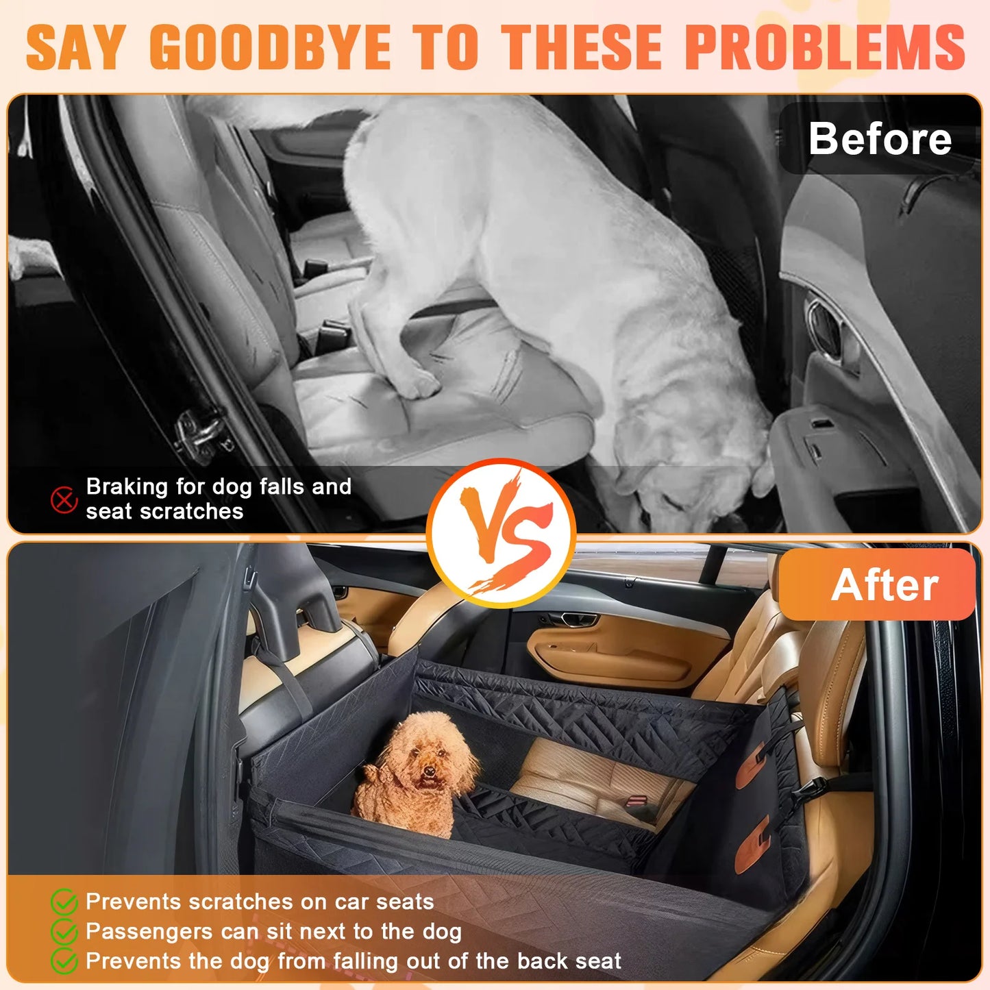 Waterproof Seat Cover Nonslip Dog Hammock Car Pet Seat Pad for Dogs Pet Car Seat Protector