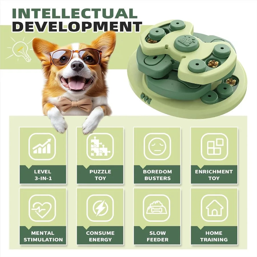 Dog Puzzle Toy for Small Medium Large Dogs Puppy Food Treat Toys Level 3 in 1 Interactive Mental Stimulation Brain Games