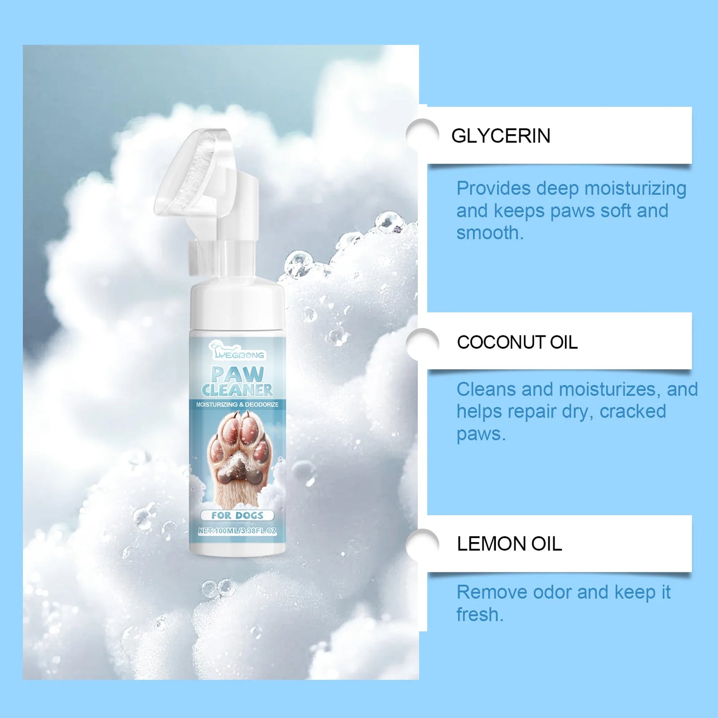 1-4PCS No Rinse Pet Paw Cleaner Foam for Dogs Gentle Foot Wash Cleans Dirty Paws Deodorizes Moisturizes and Protects Pads