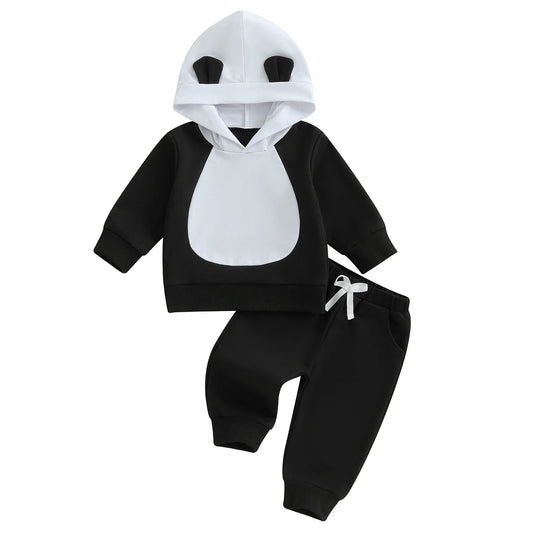 Baby Girl Boy Winter Outfits Bear Print Sweater Fleece Lined Pants 2 Piece Set Warm Clothes for Toddlers