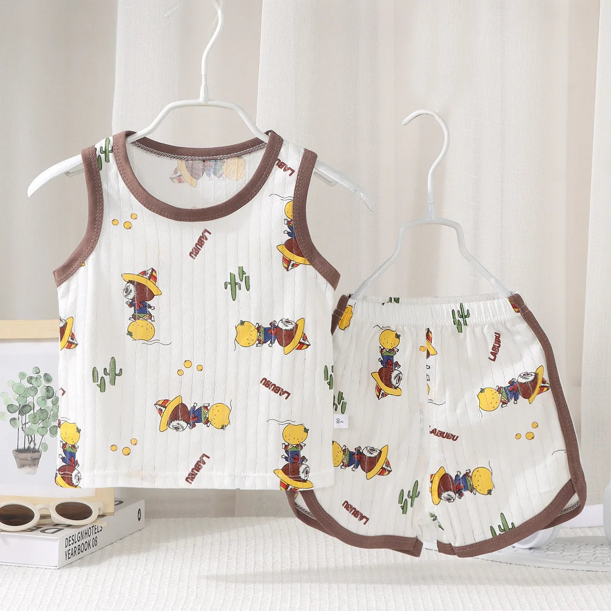 2025 New Kids Sleeveless Set Summer Cotton Girls' Shorts Pajamas Korean Style Boys' Tank Top Outfit Children Clothing Set