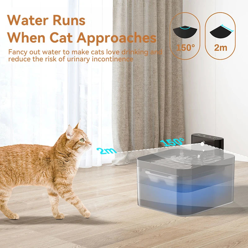 Wireless Automatic Cat Water Fountain 2600mAh Pet Water Dispenser For Dog Cat Infrared Sensor Smart Pet Drinking Fountain