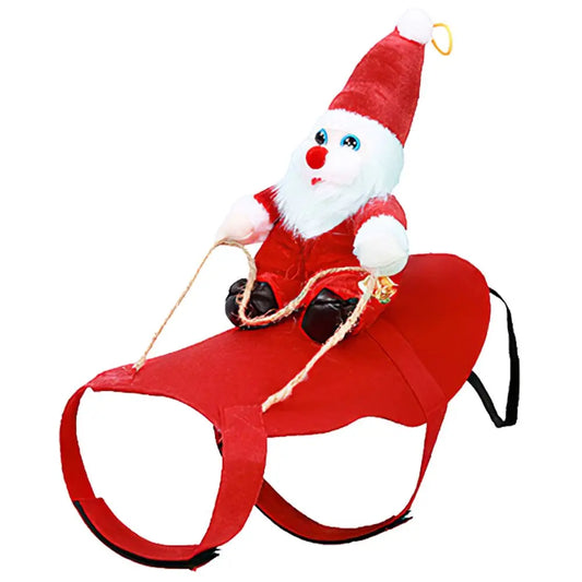 For Pet Christmas Costumes Red Winter Coat for Dog Riding Santa Claus with Bell Clothes New Year Outfit Cosplay Costumes Party D