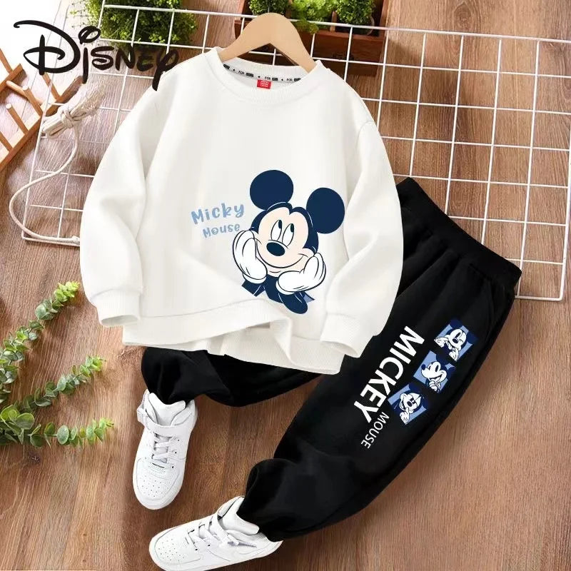 Autumn Baby Girl Boy Clothes Set Children Disney Mickey Printing Sweatshirt Top and Pants Bottom Two Piece Suit Cotton Tracksuit