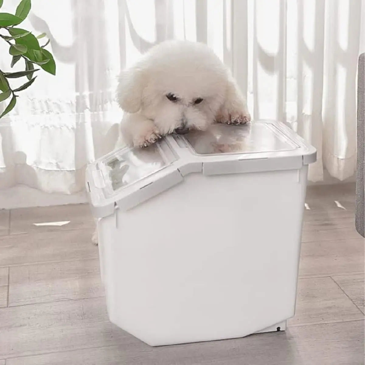 Pet Food Storage Container, 22Lb Grain Storage Barrels Sealed Bucket On Wheels Dog Cat Dry Food Bin Rice Flour Boxes With Scoop