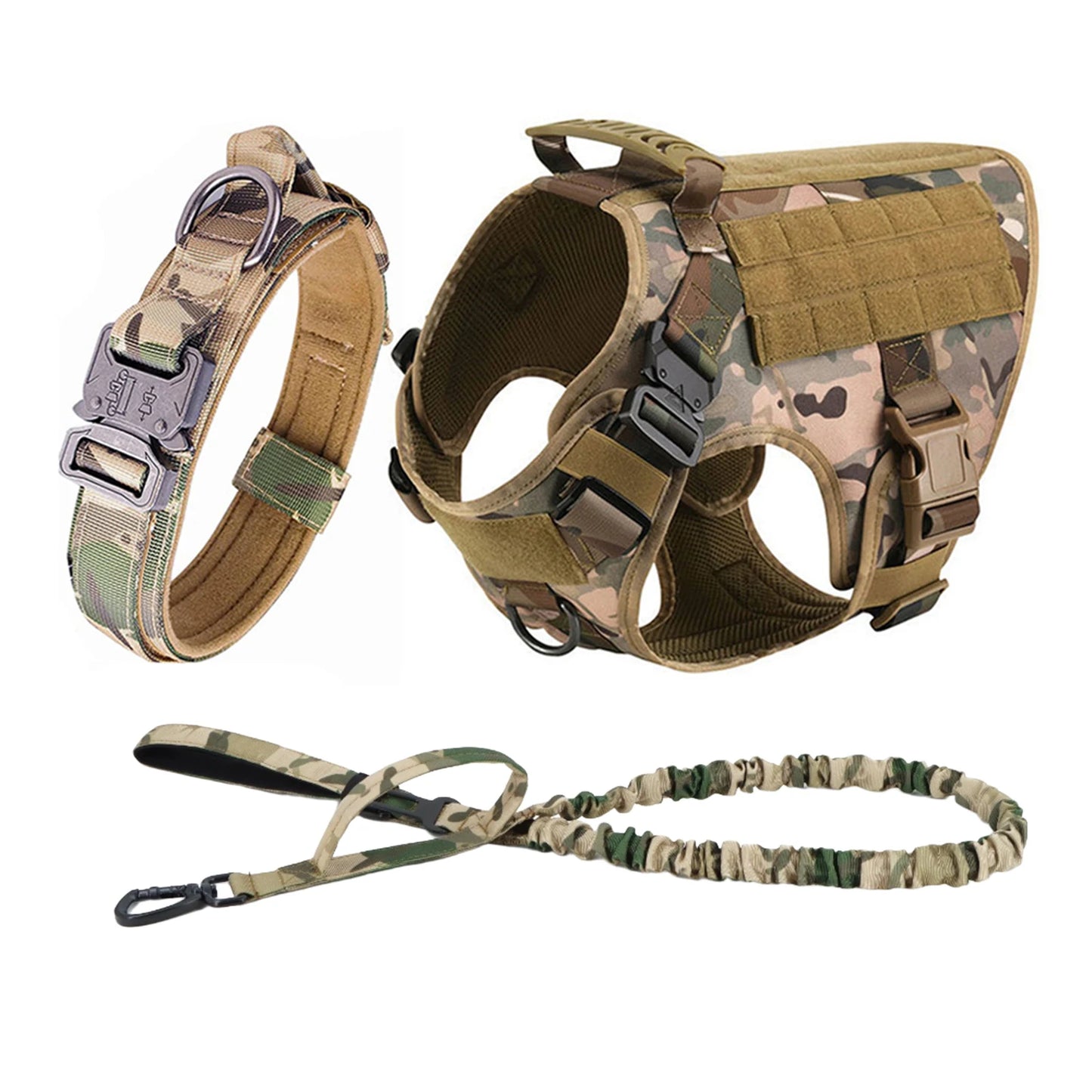 Tactical Dog Harness Collar Leash Molle Pouches For Medium Large Dogs Pet German Shepherd Training Walking Vest Dog Harnesses