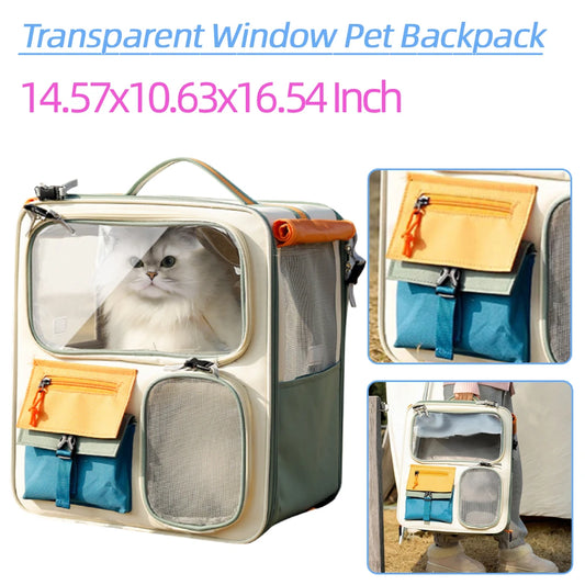 Oxford Cloth Pet Backpack with Zipper Portable Cat Backpack Breathable MeshDog Cat Travel Carrier Bag for Outing and Car Rides