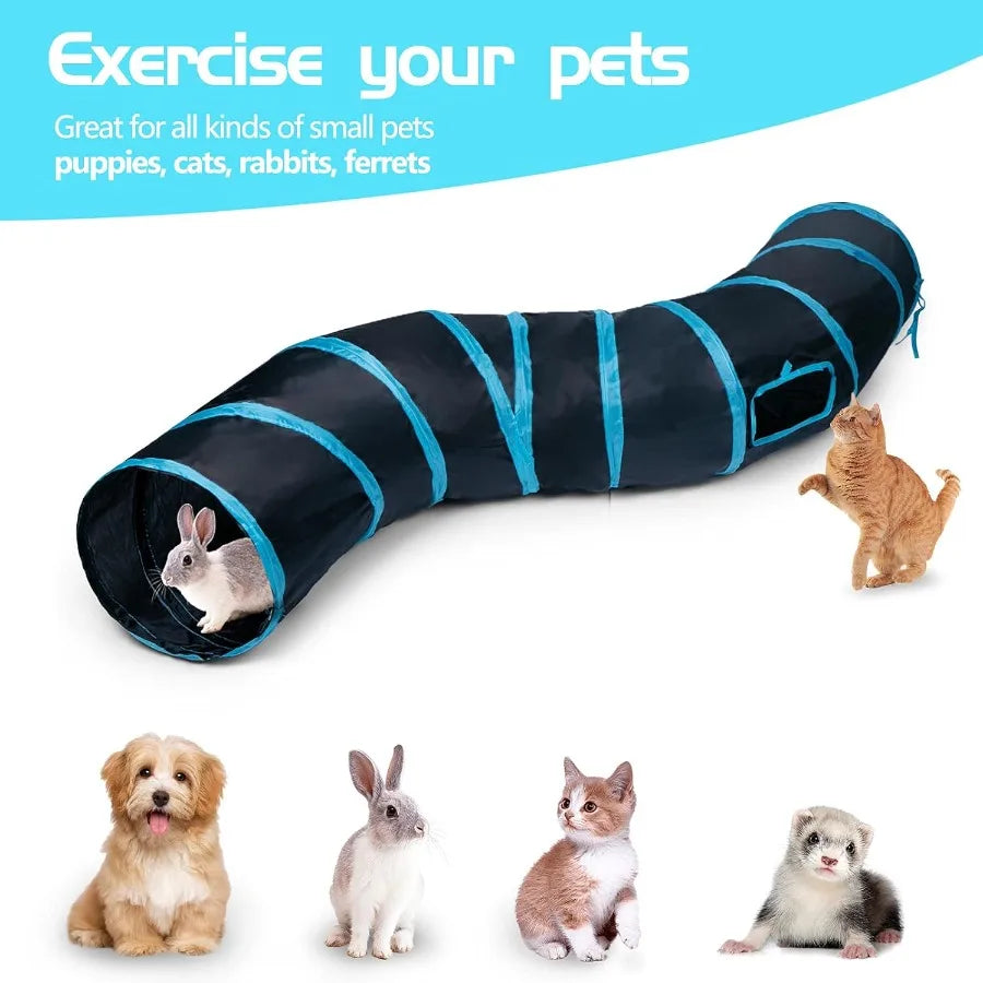 Cat Tunnel S2Way Cat Tunnels for Indoor Cats Collapsible Cat Play Tunnel Interactive Toy Maze Cat House with 1 Play Ball for Ca