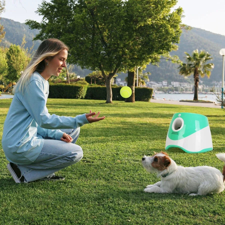 Automatic Dog Ball Launcher Included 6 Tennis Balls Dog With 3 Adjustable Launch Distance Interactive Ball Thrower Fetch Machin