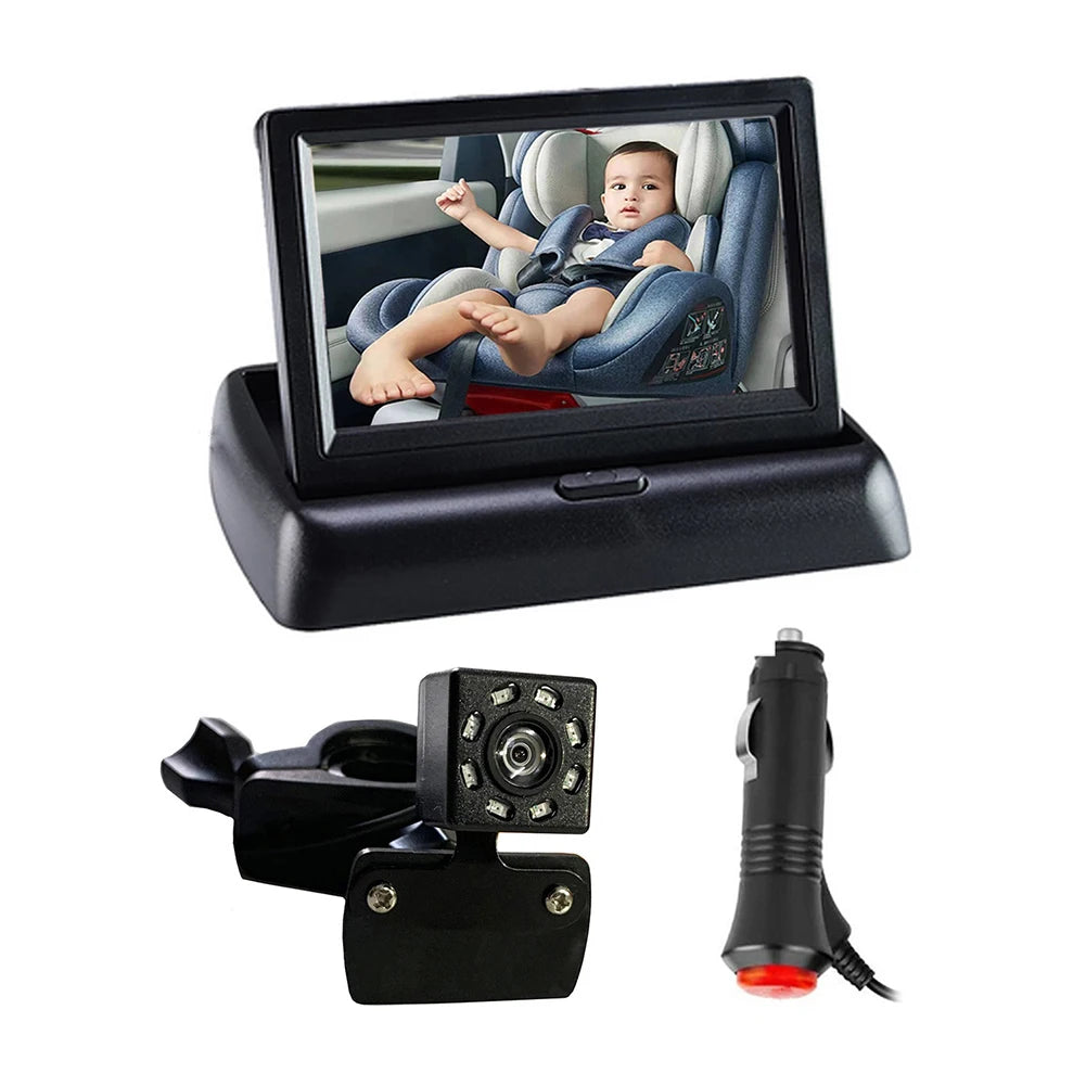 4.3 Inch HD LED Car Seat Camera Waterproof 8LED IR Night Vision Car Seat Mirror Display Folding Screen Headrest Monitor Display