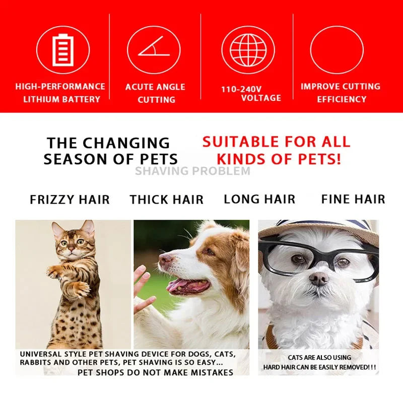 dog Hair Clipper pet Hair Trimmer Puppy Grooming Electric Shaver Set Cat Accessories Ceramic Blade Recharge Profession supplies