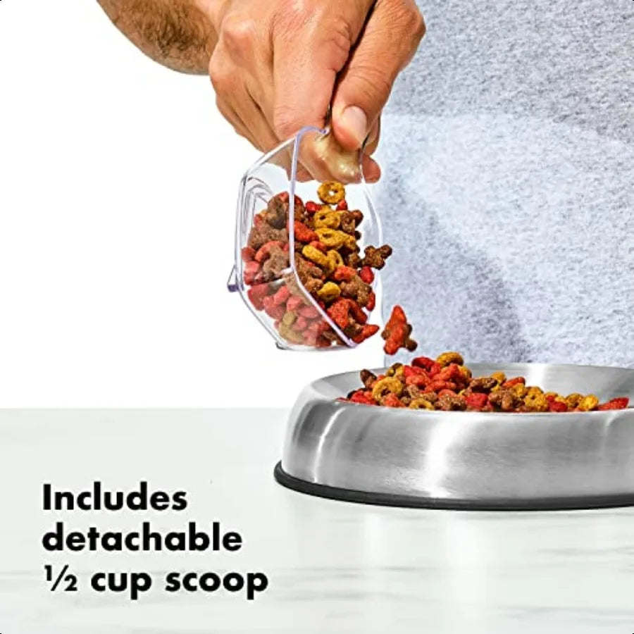 OXO Good Grips Pet POP Container 6.0 Qt 5.7 L with Half Scoop Ideal for up to 6.5lbs of Dog Food or 4.5lbs of Cat Food Airtight