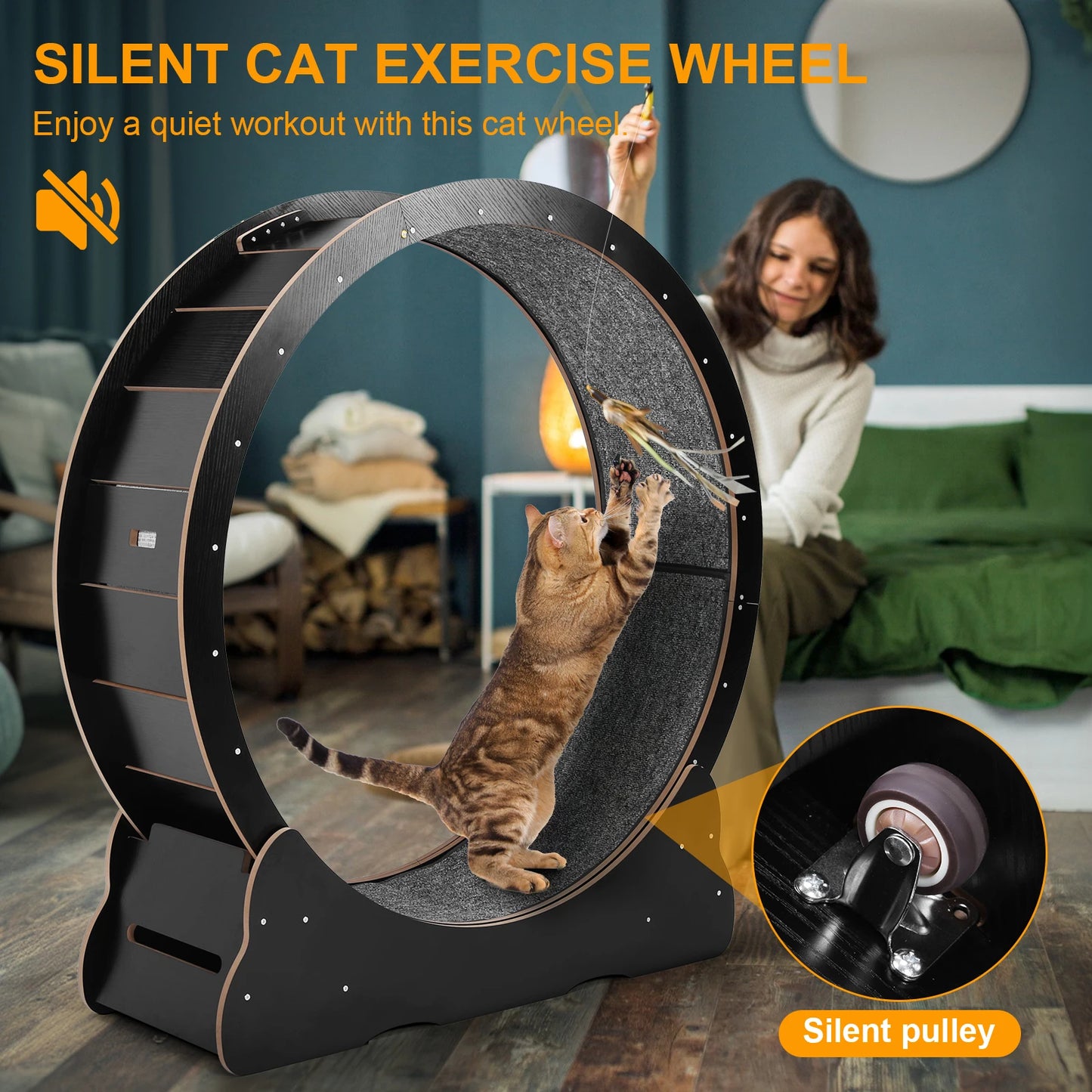 Cat Wheel Cat Treadmill Cat Exercise Wheel Running Wheel for Indoor Cats Physical Exercise Activity