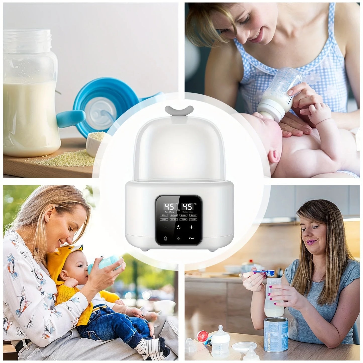 6-in-1 Baby Bottle Warmer with Timer & Temp Control for Formula, Breastmilk, Food Jars, Auto Shut-Off, Compact for Travel
