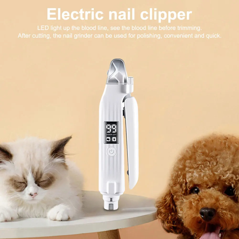 2 in 1 Electric Dog Nail Grinder and Clipper Rechargeable Pet Nail Trimmer with LED Lights Pet Nail Grinder for Dogs and Cats