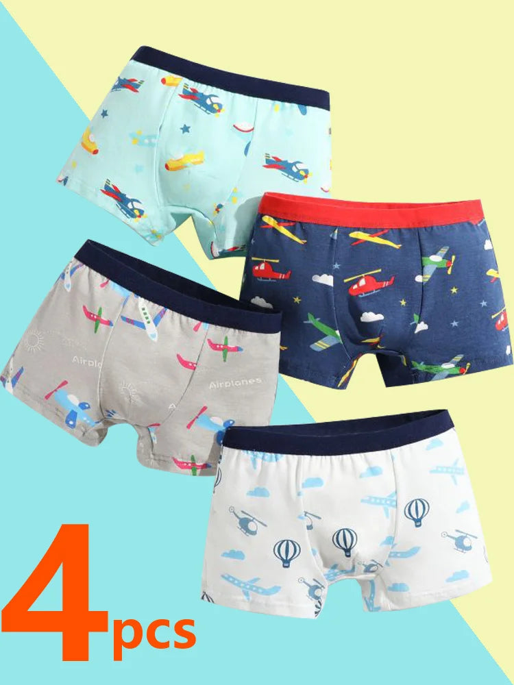 4/8 pcs Boys Boxer sets Briefs Kids Cotton Underwear Baby Underpants Teenager Cartoon Dinosaur Print Soft Children Panties 2-15Y