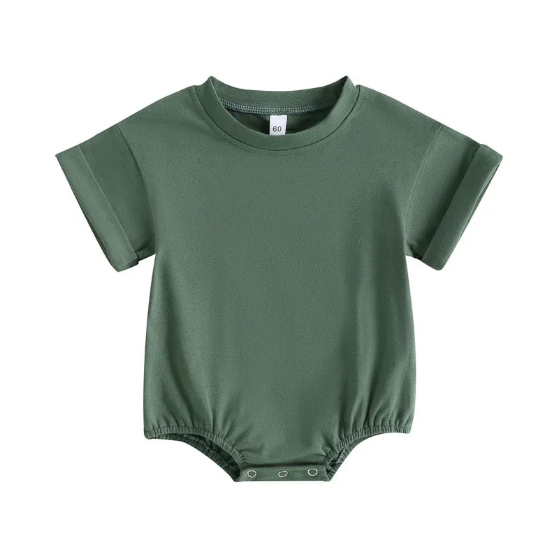 Newborn Baby Romper Summer Crewneck Romper Clothing Solid Casual Loose Jumpsuits Toddler Infant Boy Girl Cotton Playsuit