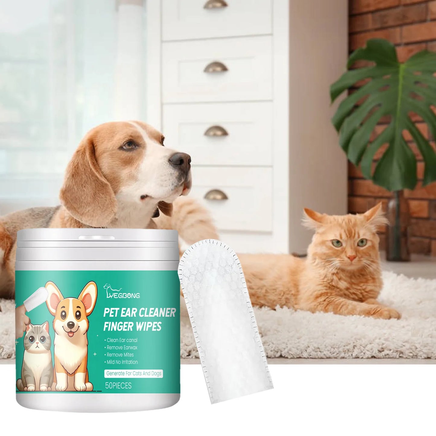 Pet Cleaning Wipes Gentle Cleaning Pet Ear Mites Ear Wax Eye Wax Paws Deodorizing & Deodorizing