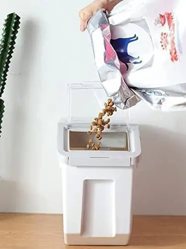 Pet Food Storage Container, 22Lb Grain Storage Barrels Sealed Bucket On Wheels Dog Cat Dry Food Bin Rice Flour Boxes With Scoop