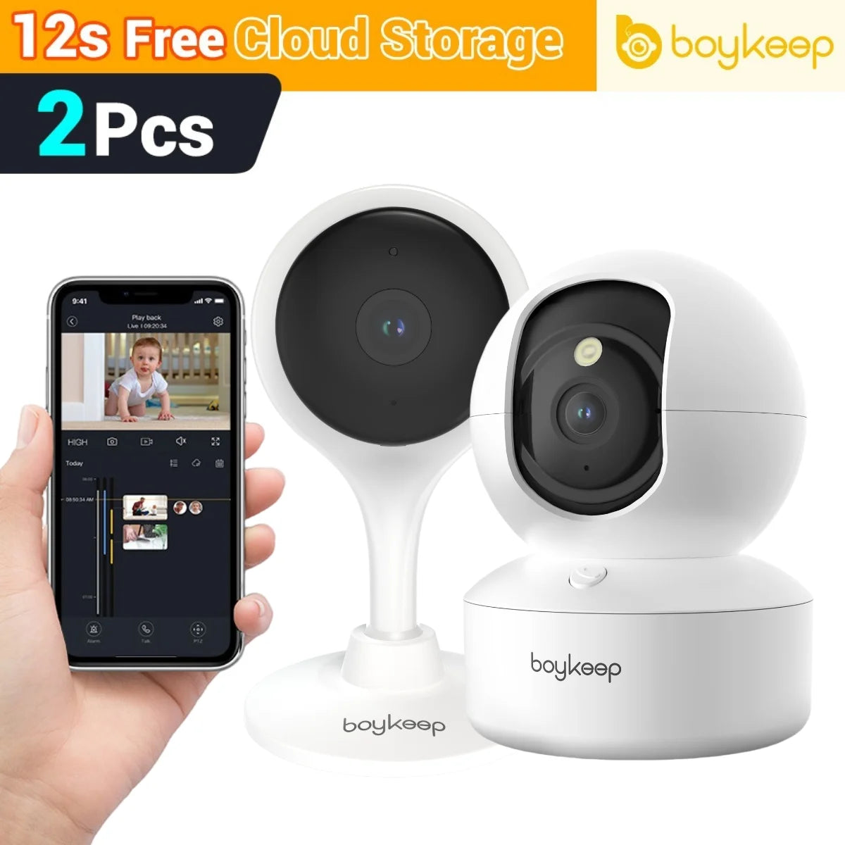 3MP WiFi IP Camera Smart Baby Monitor Home Security 5G WiFi Indoor IP Automatic Tracking 24/7 Video Surveillance