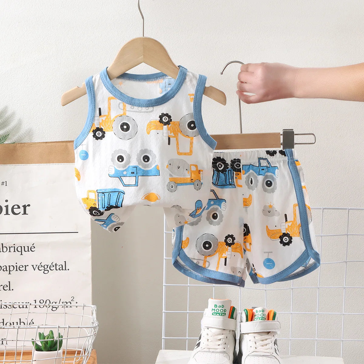 2025 New Kids Sleeveless Set Summer Cotton Girls' Shorts Pajamas Korean Style Boys' Tank Top Outfit Children Clothing Set