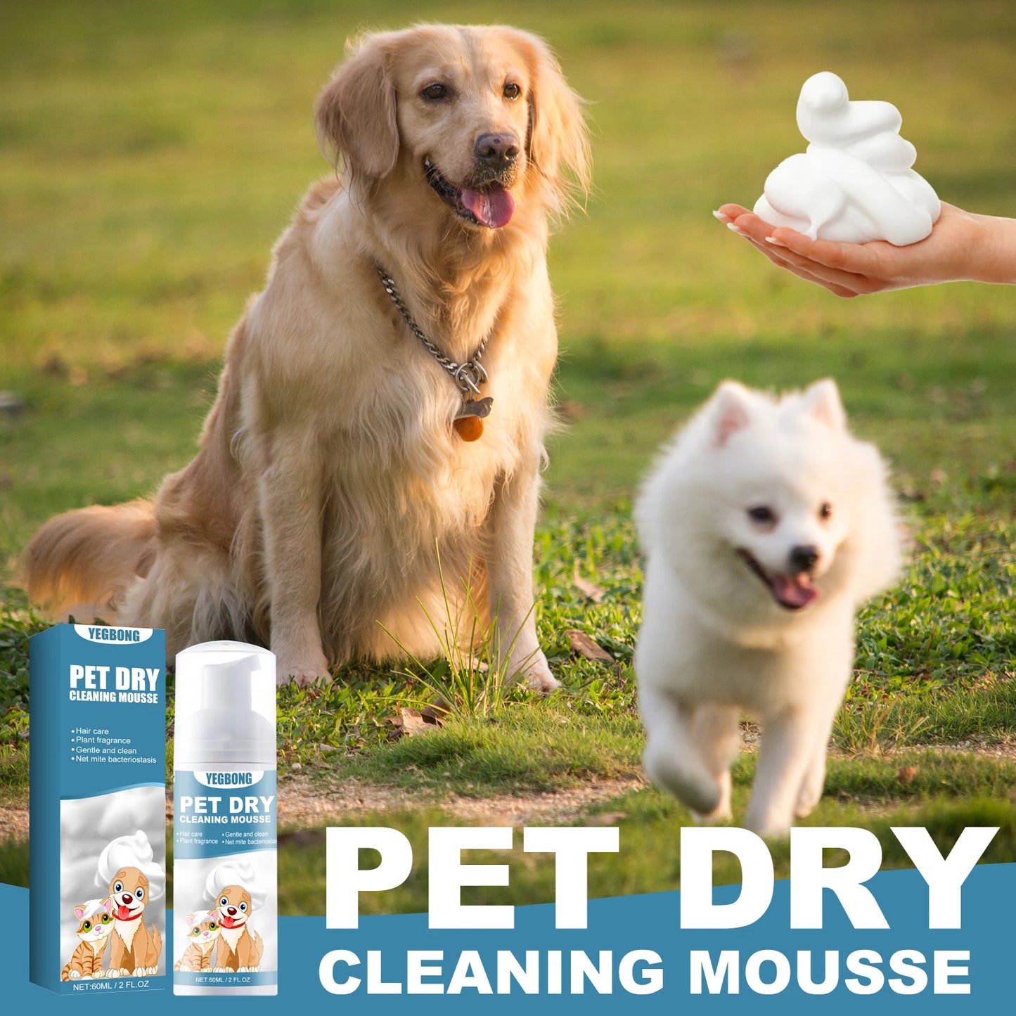 Pet Dry Shampoo Gentle Odor Neutralizing Hair Softening No Rinse Vet Recommended for Puppies Kittens Sensitive Skin