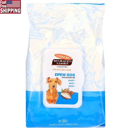 Refreshing Dog Wipes with Coconut Oil and Vitamin E 100 Count Gentle Cleansing Solutions Pets Pre-Moistened Skin Care