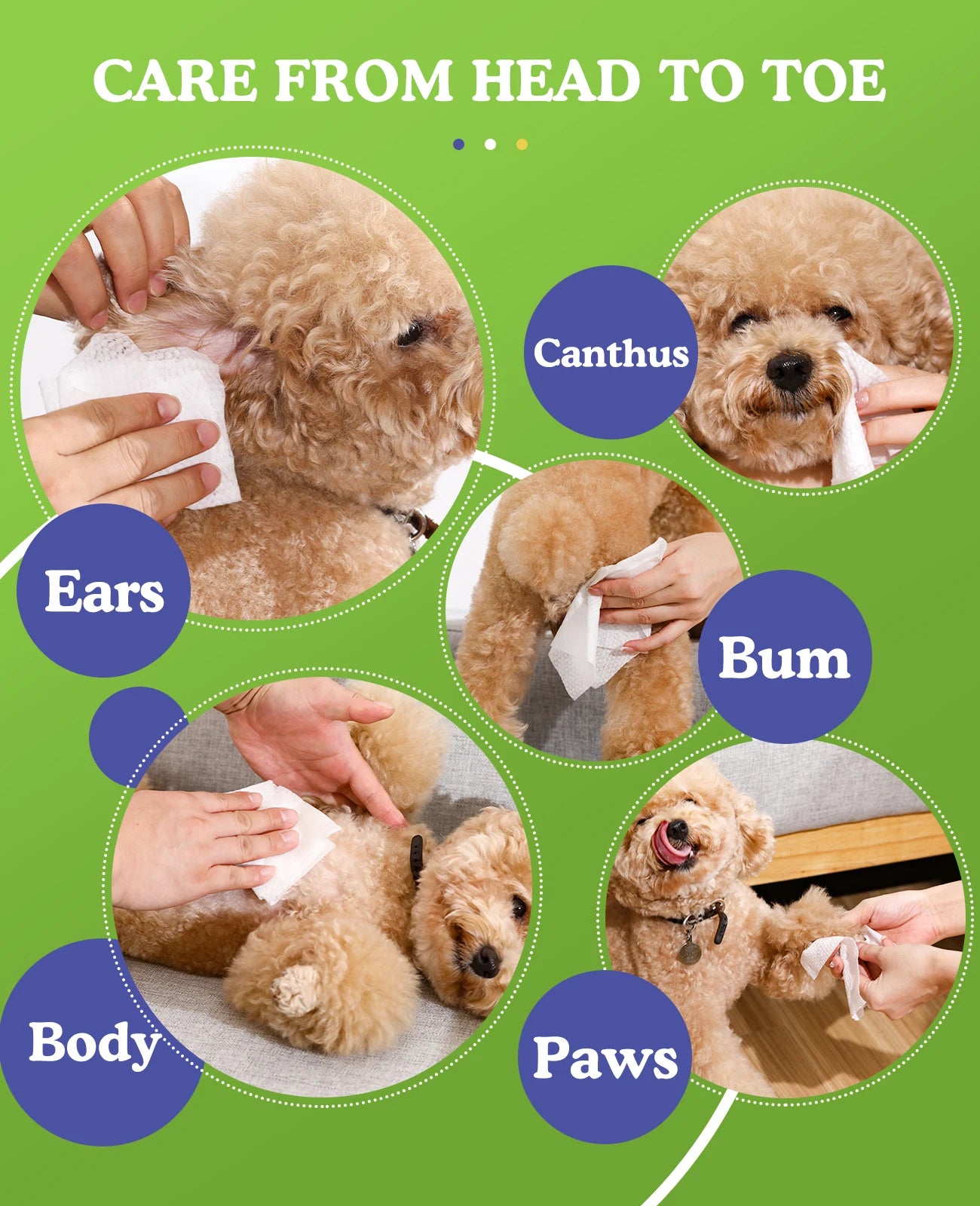 Dog Wipes Puppy Wipes for Face Eye Ears Body Bath Unscented Hypoallergenic Thick Dog Grooming Wipes for Cleaning Deodorizing