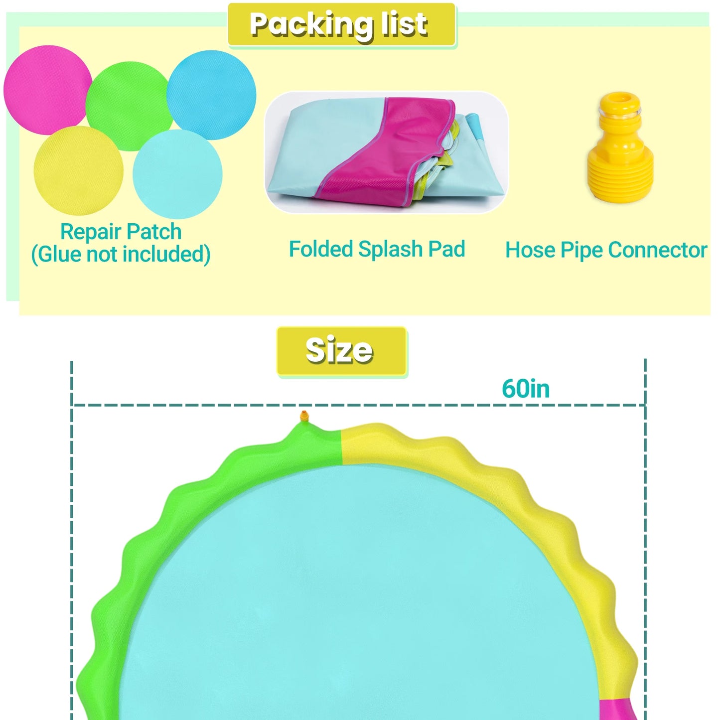 Splash Pad for Dogs, Non-Slip Splash Pad for Pets Summer Outdoor Water Toys, Sprinkler Pool for Dogs Outdoor Play