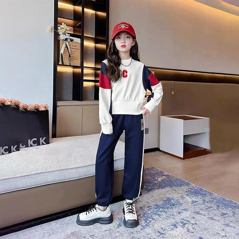 Top & Pants 2-Piece Set Sweatshirt Girl Autumn Winter Outfit Long Sleeve Outfits 2025 Clothes Clothing Children Girls' 10 Years