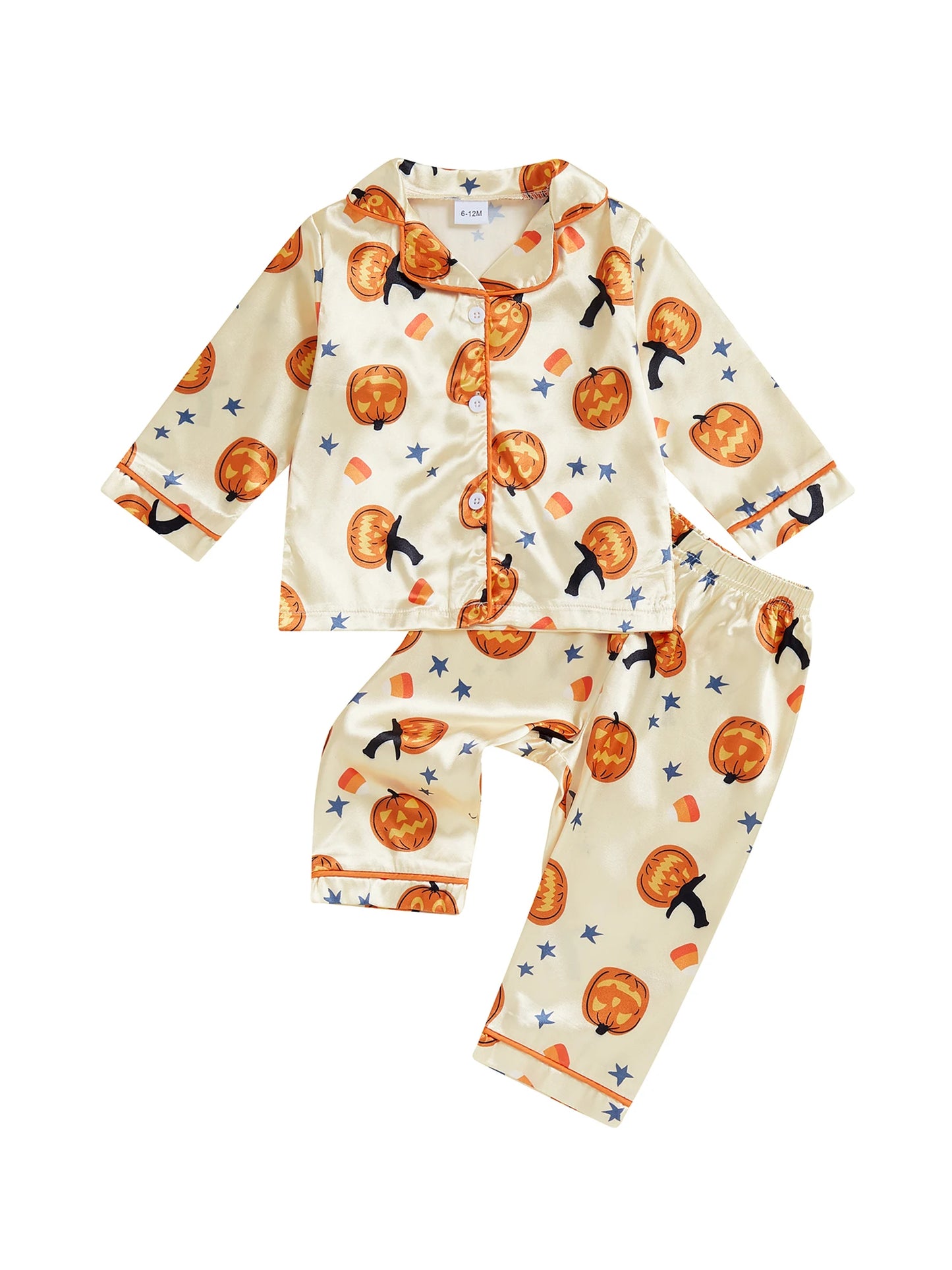 Adorable Infant Halloween Sleepwear Set with Spooky Ghost Print Cozy Button-Up Top and Matching Pants for Toddlers