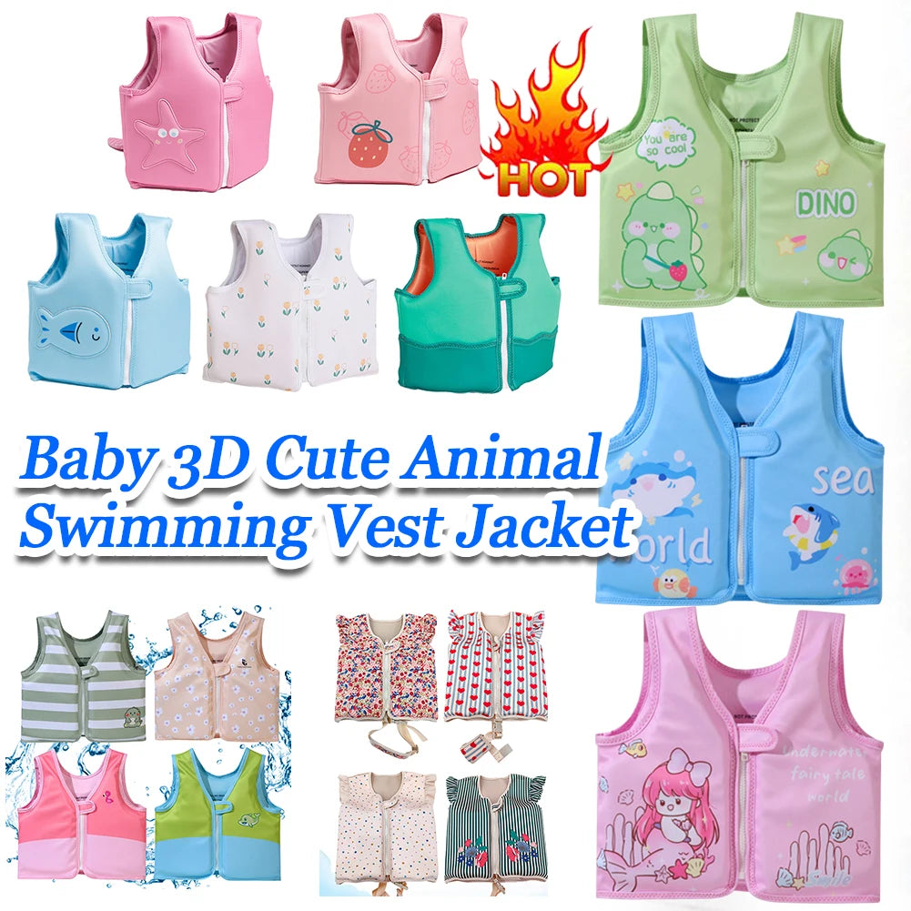 3D Child Bathing Swimming Life Float Cartoon Animal Kids Buoyancy Floating Vest Baby Swimwear for Toddler Girls Boys