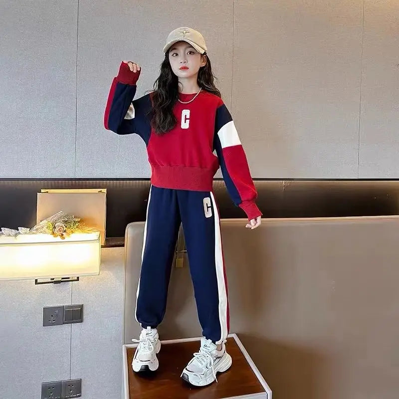Top & Pants 2-Piece Set Sweatshirt Girl Autumn Winter Outfit Long Sleeve Outfits 2025 Clothes Clothing Children Girls' 10 Years