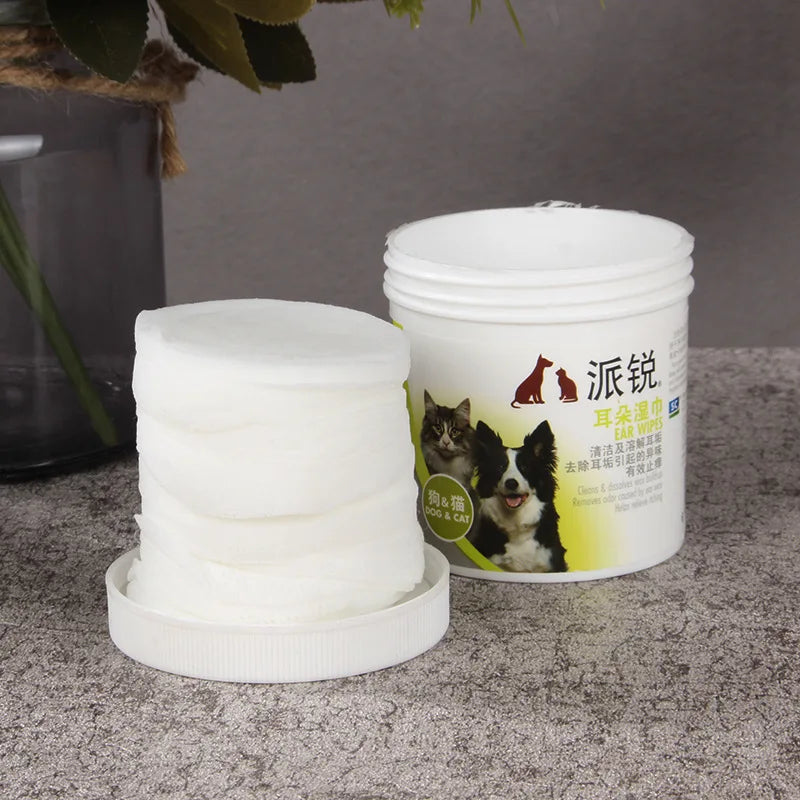 100pcs Pet ear wipes Cat dog teddy puppies wet  Cleaning Dedicated to earwax parvovirus Skincare  supplies