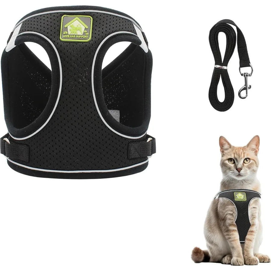 Soft Small Dog Harness and Leash Set Step in Air Mesh Puppy Harness Leash Reflective Adjustable Puppy Vest for Small Dogs Cats.