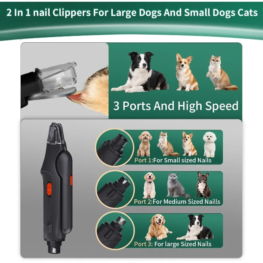 2 in 1 Rechargeable Dog and Cat Nail Clippers with Catcher and Builtin Light for Large and Small Breeds Silent Groom Pro Claw T