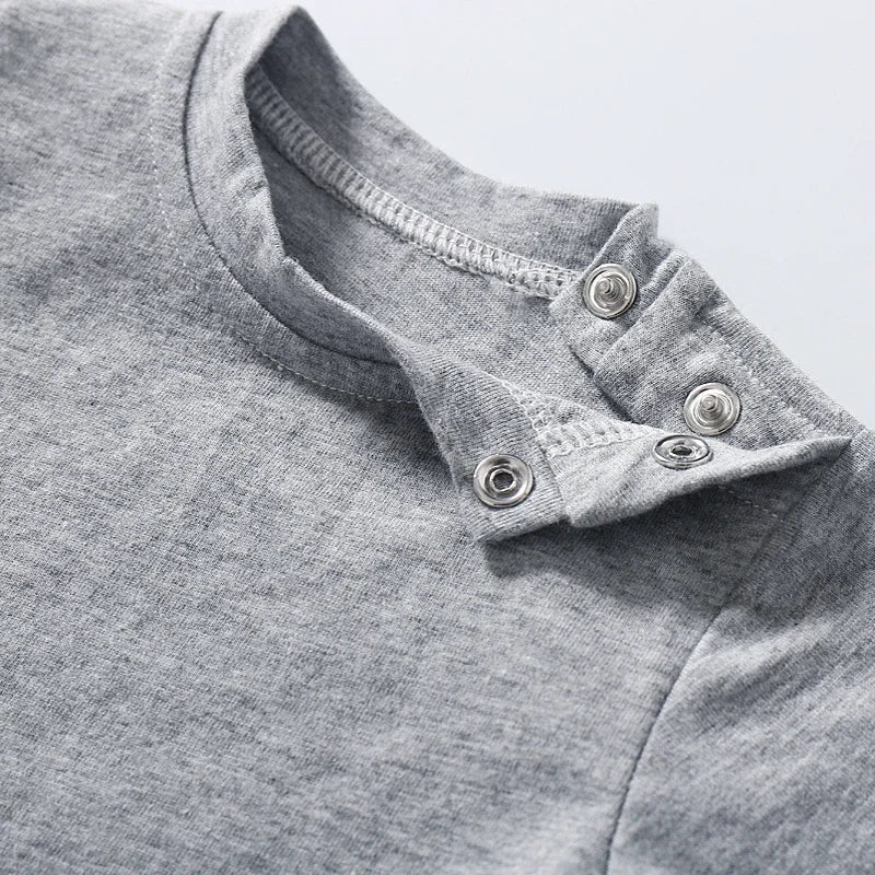 Baby Tops Newborn Boys Girls T-shirt 100% Cotton Clothes 0-24 Months Summer Short Sleeve Shoulder Button Solid Color Infant Tees